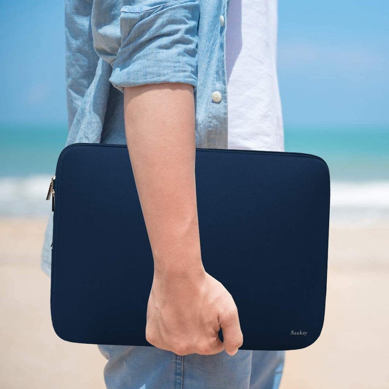 Naukay Laptop Bag Sleeve, Resistant Neoprene Laptop Sleeve/Notebook Computer Pocket Case/Tablet Briefcase Carrying Bag Compatible for 15 inch MacBook Pro, Ultrabook Notebook - (Dark Blue) - Image 5